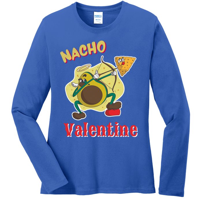 Nachogiftvalentine Avocado Cupid Nacho Chip Salsa Food Lover Gift Ladies Long Sleeve Shirt