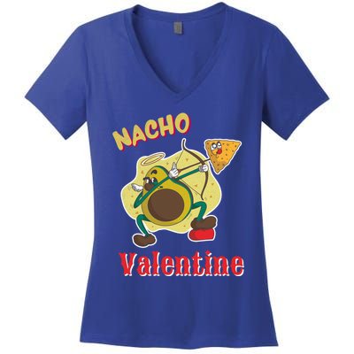 Nachogiftvalentine Avocado Cupid Nacho Chip Salsa Food Lover Gift Women's V-Neck T-Shirt