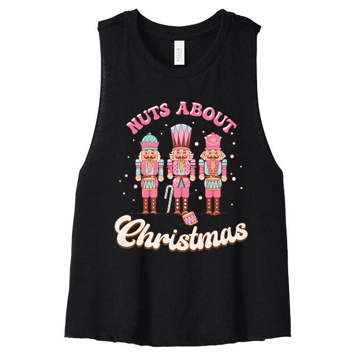 Nuts About Christmas Funny Christmas Nutcracker Women's Racerback Cropped Tank