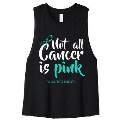 Not All Cancer Is Pink Ovarian Cancer Awareness Women's Racerback Cropped Tank