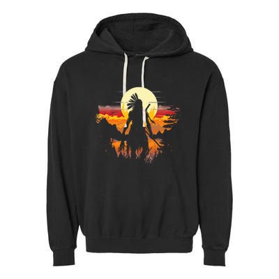 Native American Chief Tribes Culture Sacred Sioux Garment-Dyed Fleece Hoodie