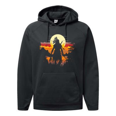 Native American Chief Tribes Culture Sacred Sioux Performance Fleece Hoodie