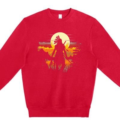 Native American Chief Tribes Culture Sacred Sioux Premium Crewneck Sweatshirt