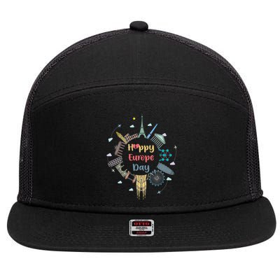 Nice And Cool Happyy Europe Day T Cute Gift Cool Gift Great Gift 7 Panel Mesh Trucker Snapback Hat