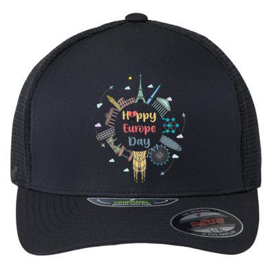 Nice And Cool Happyy Europe Day T Cute Gift Cool Gift Great Gift Flexfit Unipanel Trucker Cap