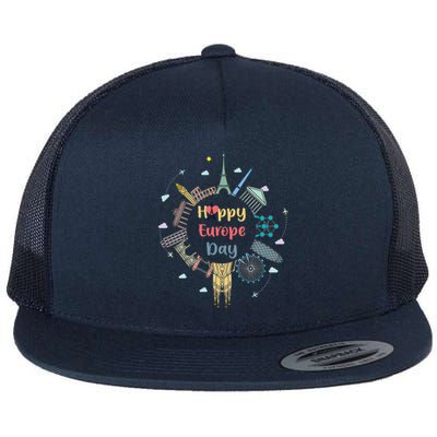 Nice And Cool Happyy Europe Day T Cute Gift Cool Gift Great Gift Flat Bill Trucker Hat