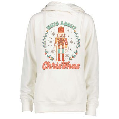 Nuts About Christmas Funny Holiday Womens Funnel Neck Pullover Hood