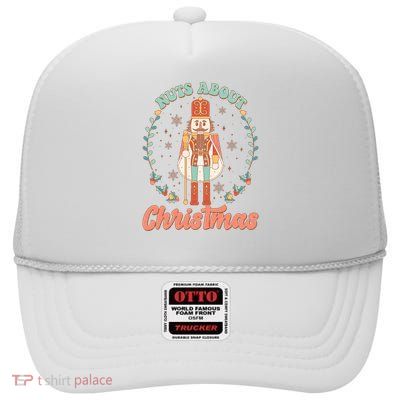 Nuts About Christmas Funny Holiday High Crown Mesh Back Trucker Hat