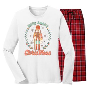 Nuts About Christmas Funny Holiday Women's Long Sleeve Flannel Pajama Set 