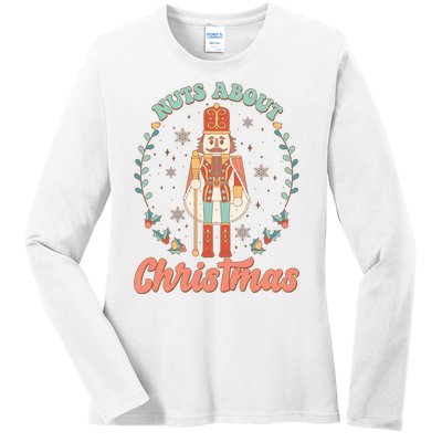 Nuts About Christmas Funny Holiday Ladies Long Sleeve Shirt