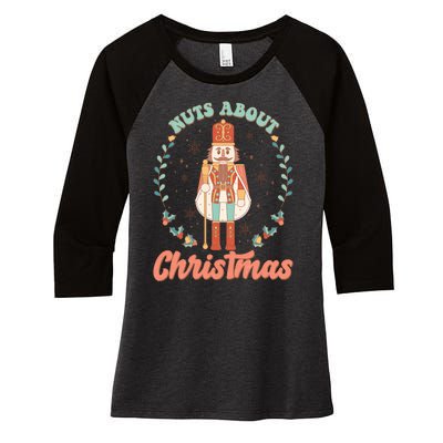 Nuts About Christmas Funny Holiday Women's Tri-Blend 3/4-Sleeve Raglan Shirt