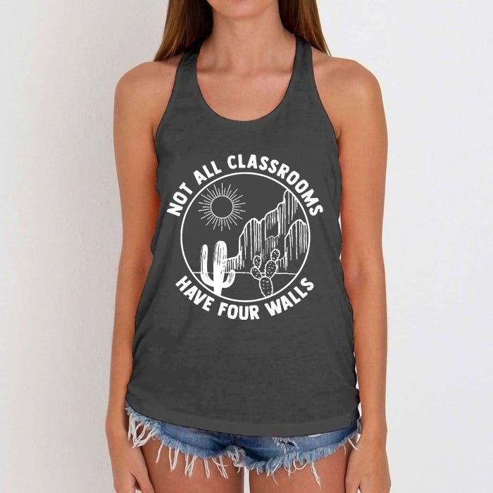 Not All Classrooms Have Four Walls Homeschool Women's Knotted Racerback Tank