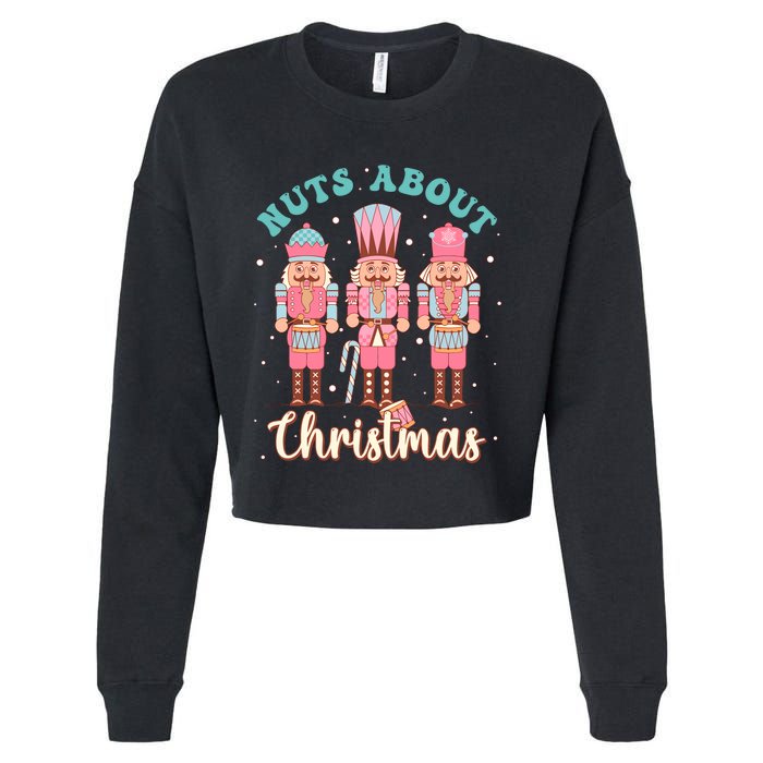 Nuts About Christmas Funny Pastel Christmas Nutcracker Doll Cropped Pullover Crew