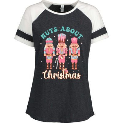 Nuts About Christmas Funny Pastel Christmas Nutcracker Doll Enza Ladies Jersey Colorblock Tee