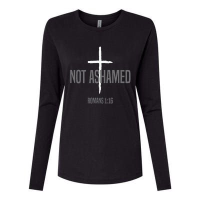 Not Ashamed Cross Inspirational Christian Religious Bible Womens Cotton Relaxed Long Sleeve T-Shirt