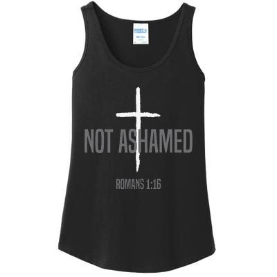 Not Ashamed Cross Inspirational Christian Religious Bible Ladies Essential Tank