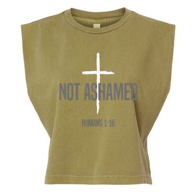 Not Ashamed Cross Inspirational Christian Religious Bible Garment-Dyed Women's Muscle Tee