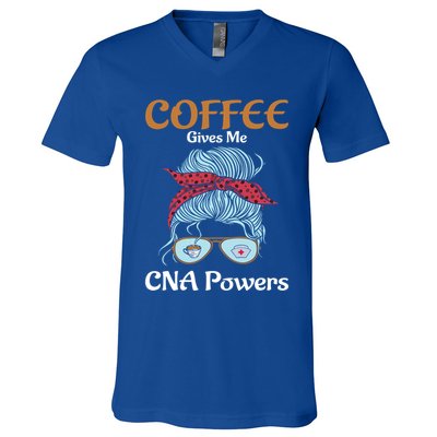 Nurse Aide Coffee Gives Me Cna Powers Healthcare Worker Gift V-Neck T-Shirt
