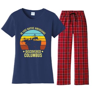 Native Americans Discovered Columbus Shirts Native American Women's Flannel Pajama Set