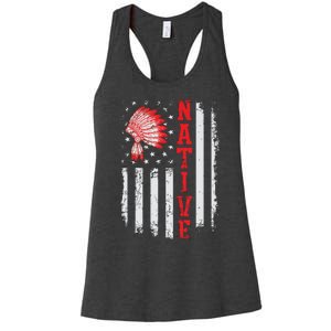 Native American Day USA Flag Cherokee Indigenous People Women's Racerback Tank