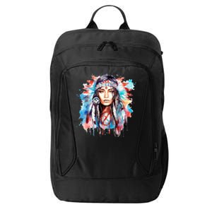 Native American Day Indigenous Girl With Feathers City Backpack