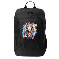 Native American Day Indigenous Girl With Feathers City Backpack