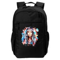 Native American Day Indigenous Girl With Feathers Daily Commute Backpack