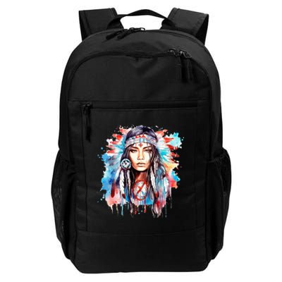 Native American Day Indigenous Girl With Feathers Daily Commute Backpack