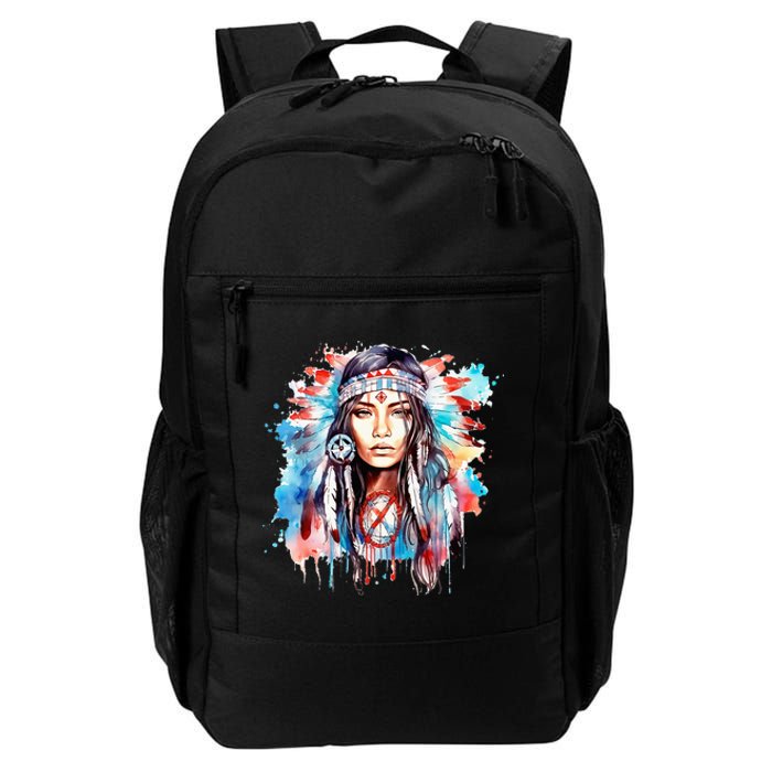 Native American Day Indigenous Girl With Feathers Daily Commute Backpack