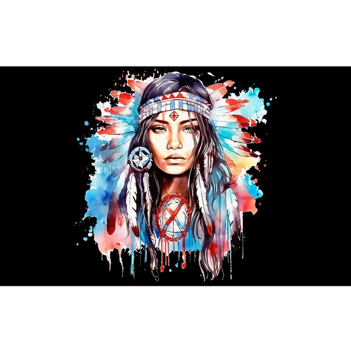 Native American Day Indigenous Girl With Feathers Bumper Sticker