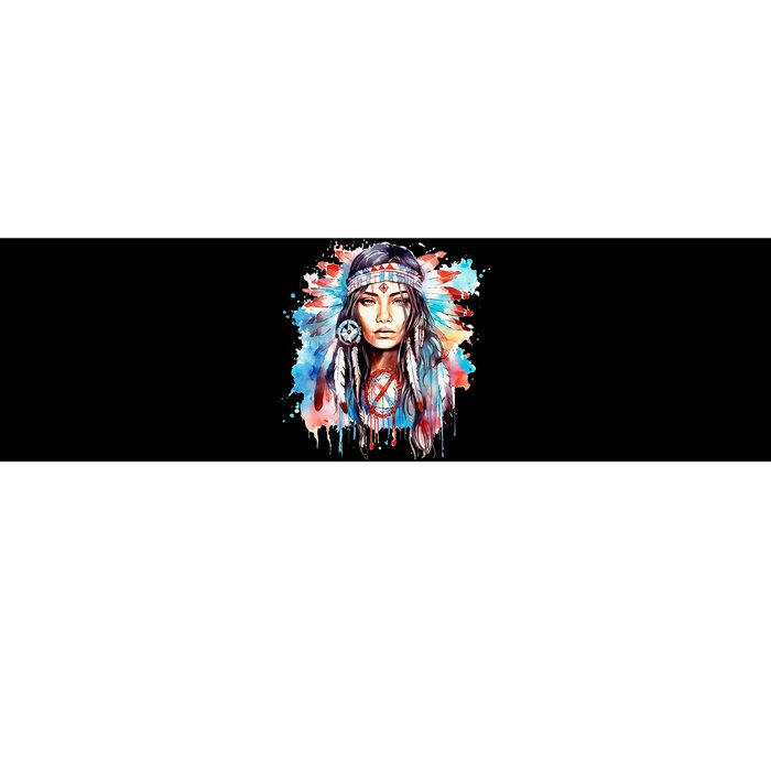 Native American Day Indigenous Girl With Feathers Bumper Sticker