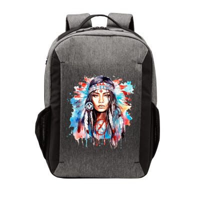 Native American Day Indigenous Girl With Feathers Vector Backpack