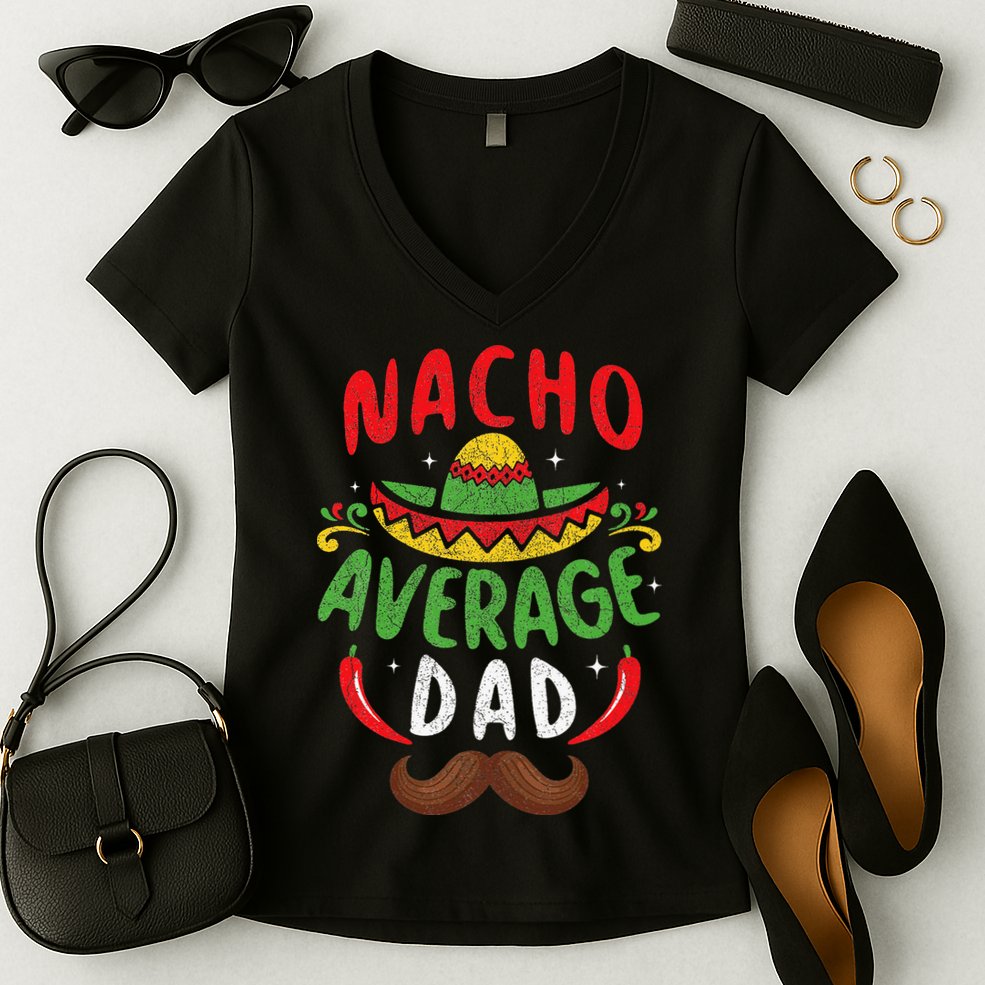 Nacho Average Dad Cinco De Mayo Mexican Family Matching Women's V-Neck T-Shirt