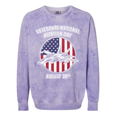 National Aviation Day Gift Colorblast Crewneck Sweatshirt