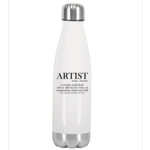 Noun Artist Definition Paintbrush Painter Great Gift Stainless Steel Insulated Water Bottle