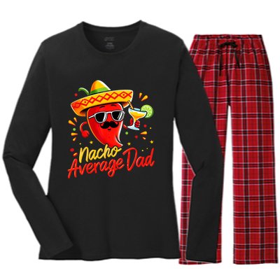 Nacho Average Daddy Dad Mexican Cinco De Mayo Father Fiesta Women's Long Sleeve Flannel Pajama Set 