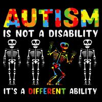 Not A Disability Different Ability Skeleton Autism Full-Length Apron With Pockets