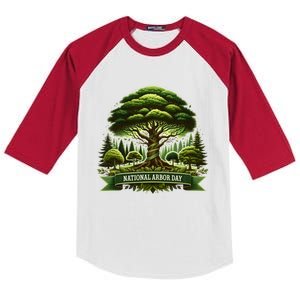 National Arbor Day Tree Care Happy Arbor Day Funny Gift Kids Colorblock Raglan Jersey