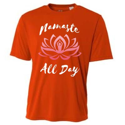 Namaste All Day Lotus Flower Yoga Gift Cooling Performance Crew T-Shirt