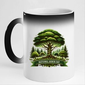 National Arbor Day Tree Care Happy Arbor Day Funny Gift 11oz Black Color Changing Mug