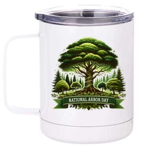 National Arbor Day Tree Care Happy Arbor Day Funny Gift 12 oz Stainless Steel Tumbler Cup