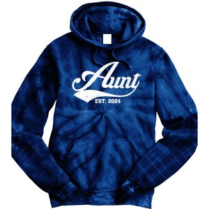 New Aunt Est 2024 Sporty Family Tie Dye Hoodie