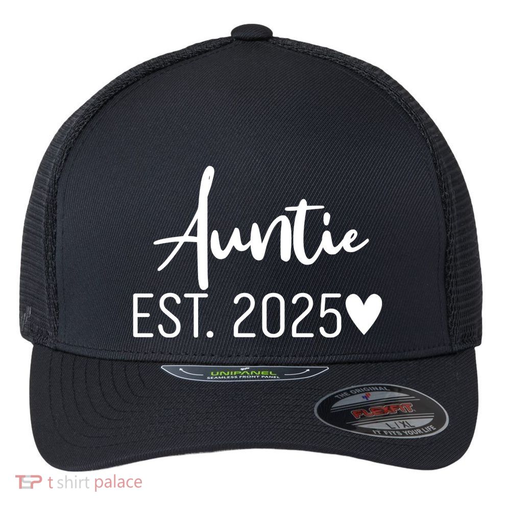 New Auntie Est. 2025 Flexfit Unipanel Trucker Cap