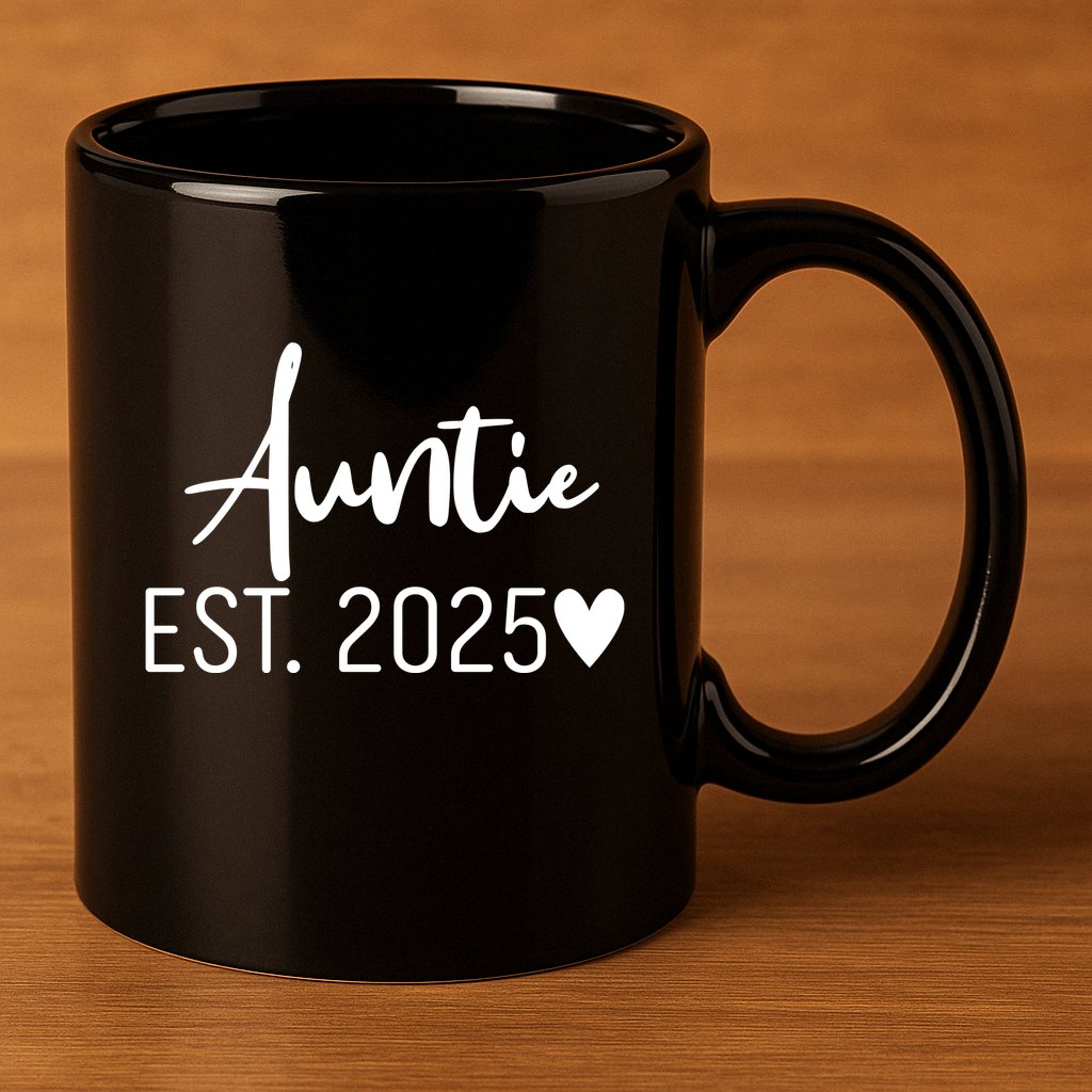 New Auntie Est. 2025 11oz C Handle Ceramic Mug