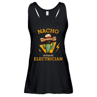 Nacho Average Electrician Funny Electrical Worker Joke Ladies Essential Flowy Tank