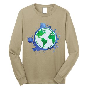 Nature Art EarthDay Globe Environmentalist Sustainability Long Sleeve Shirt