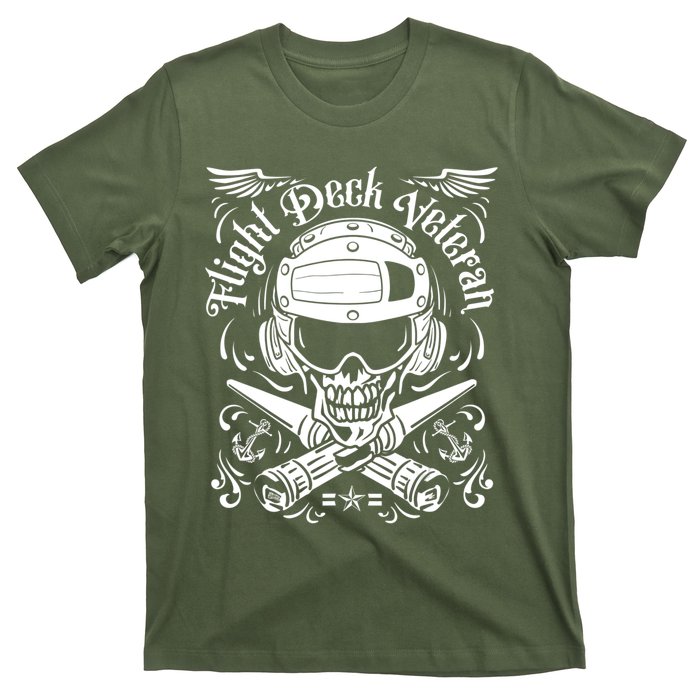 Naval Aviation Flight Deck Veteran Skull Vintage Distressed T-Shirt