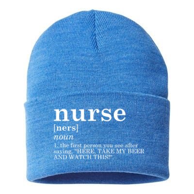 Nurse Appreciation Funny Gift Funny Definition Nursing Rn Gift Sustainable Knit Beanie