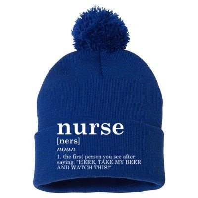 Nurse Appreciation Funny Gift Funny Definition Nursing Rn Gift Pom Pom 12in Knit Beanie