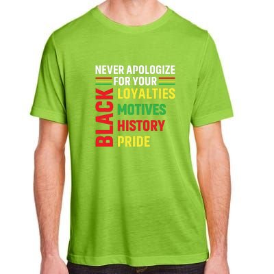 Never Apologize For Your Blackness Black History Juneteenth Adult ChromaSoft Performance T-Shirt